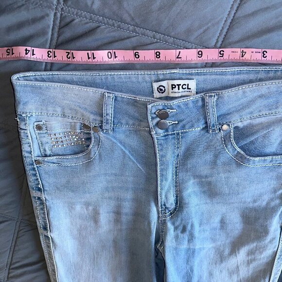 PTCL Ethical Clothing Women Light Blue Flare Bootcut Jeans Size 30 Jewel Pockets - Picture 9 of 13